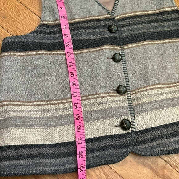 Vintage Easy Wear Vest Mens L Grandpa Stripe Wool Blend Neutral Academia - Picture 7 of 7